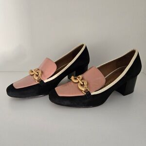 Tory Burch Jessica Midheel Loafer Pumps | Black and Pink | Size 7